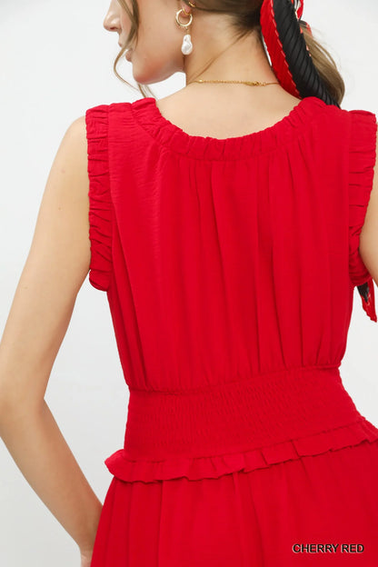 Umgee Smocked Waist Tiered Midi Dress