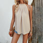 Women's spring and summer temperament casual solid color sleeveless top