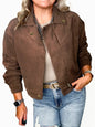 Corduroy Cropped Bomber Jacket