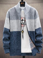 Men's Plus Size Color Block Zip Up Cardigan