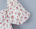 Women Clothing Summer Spicy Puff Sleeve Sexy Pink Printing Waist Dress