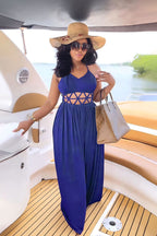 Sexy High Waist Hollow Out Cutout Backless Lace up Casual Split Women Dress