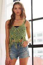 ADORA Fringe Hem Crochet Tank Top