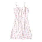 Pastoral Floral Slip Dress Dress Women Wooden Ear Slim Fit Slimming A line Mini Dress