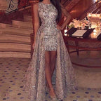 Women Maxi Dress Sleeveless Sexy Slit Formal Dress Slim Waist Dress