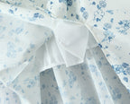 Spring Floral Print Lace Trim High Waist Slim Mid Length Sling Dress