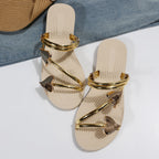 Women Sandals Open Toe Non Slip Sandals Outer Wear Mini Heart Shaped Flat Sandals Slides