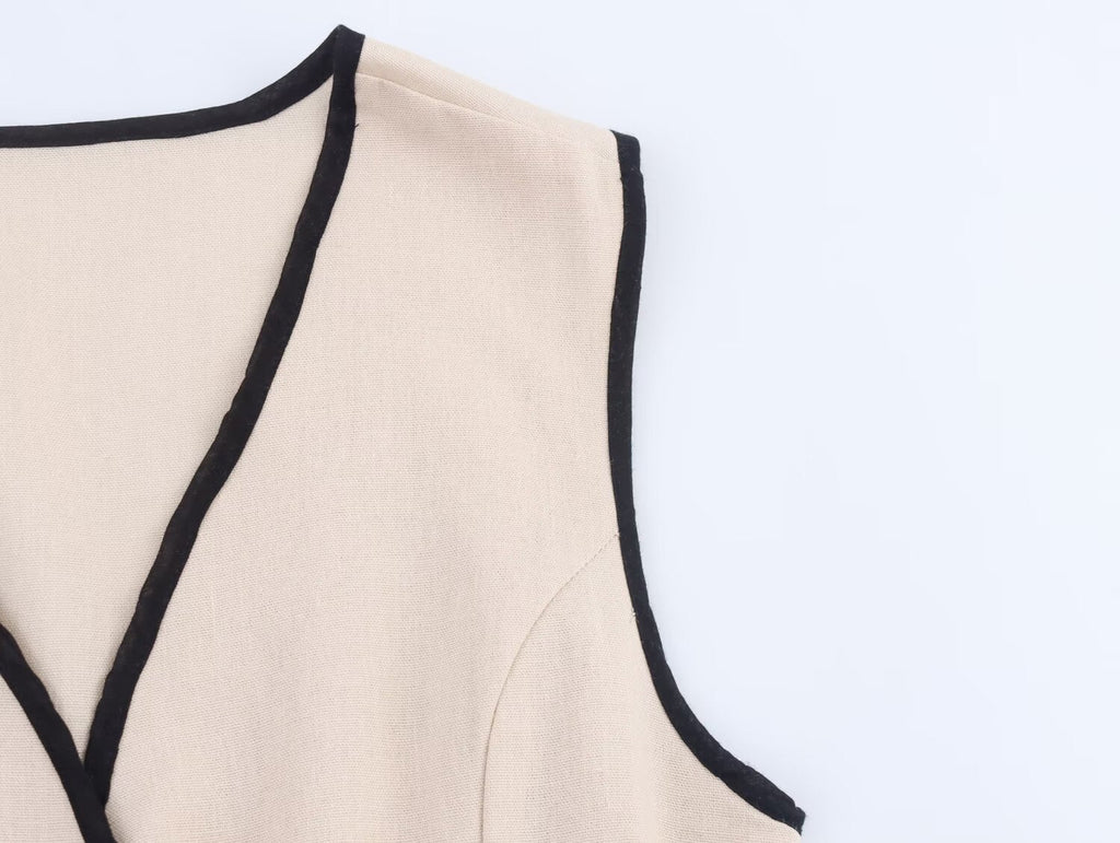 Women Clothing Elegant Slim Fit with Belt Linen Blended Midi Dress