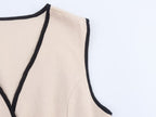 Women Clothing Elegant Slim Fit with Belt Linen Blended Midi Dress