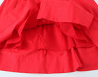 French Slim Fit Retro Red Cotton Linen Halter Large Swing Sexy Low Cut Cinched Slimming Dress
