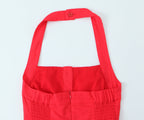 French Slim Fit Retro Red Cotton Linen Halter Large Swing Sexy Low Cut Cinched Slimming Dress