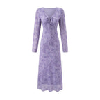 Summer Vacation Beach Casual Sexy V neck Tied Long Sleeves Dress