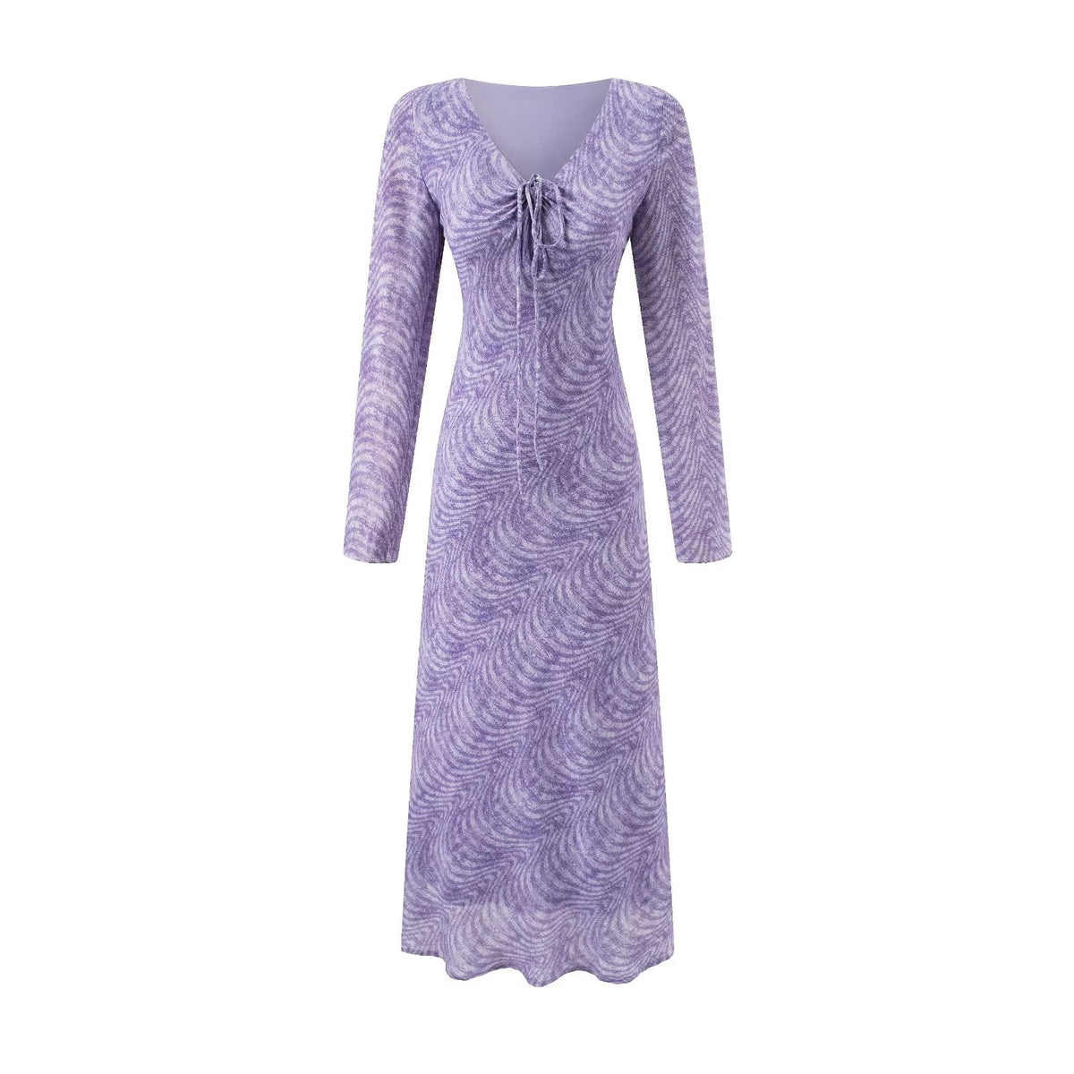 Summer Vacation Beach Casual Sexy V neck Tied Long Sleeves Dress