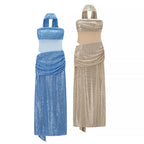 Autumn Entry Lux Sequined Ribbon Sleeveless Tube Top Cocktail Dress