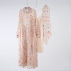 Women Spring Autumn Two Piece Set Printed Single Breasted Maxi Dress
