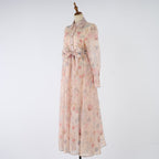 Women Spring Autumn Two Piece Set Printed Single Breasted Maxi Dress
