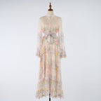 Women Printed Button Up Long Dress