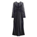 Women Clothing Winter Sexy Long Sleeve Lace Stitching Dress