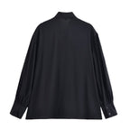 Women Clothing Winter Shirt Loose Bow Decoration Drape Shirt