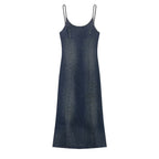 Women Clothing Summer Elegance Denim Midi Strap Dress