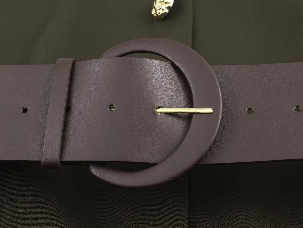 Women Clothing with Belt Stitching Midi Dress