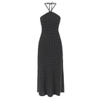 Women Clothing French Vacation Polka Dot Backless Sexy Halter Cami Dress