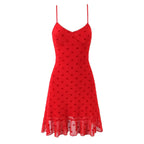 Women All Match Low Collar Lovely Polka Dot Mini Strap Dress