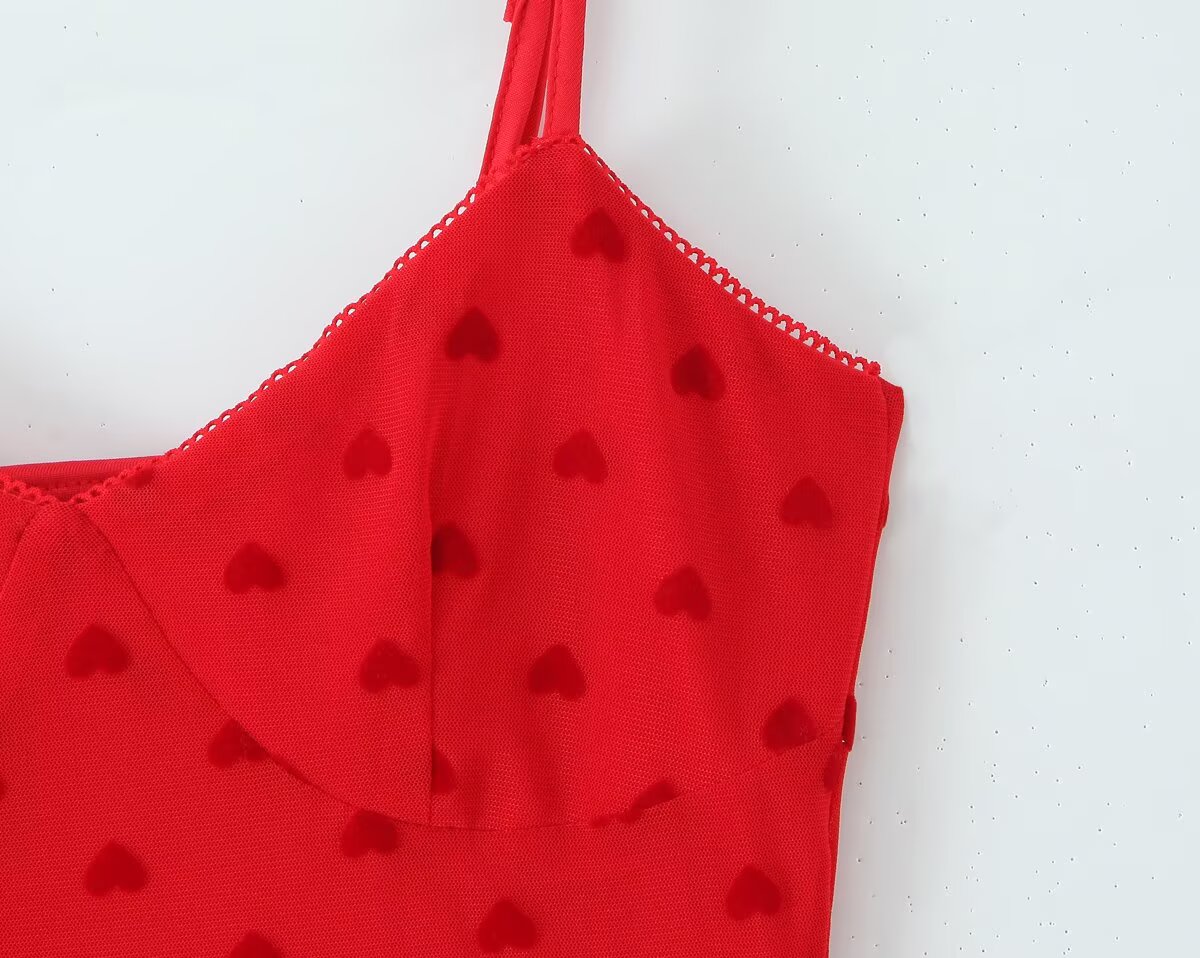 Women All Match Low Collar Lovely Polka Dot Mini Strap Dress
