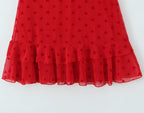 Women Clothing Retro Easy Matching Love Polka Dot Ruffled Shoulder Strap V neck Strap Dress