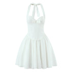 Women Clothing Boning Corset Steel Bracket Halter Mesh Camisole Dress