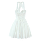 Women Clothing Boning Corset Steel Bracket Halter Mesh Camisole Dress