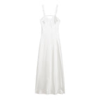 Autumn Silk Satin Texture Midi Skirt Dress