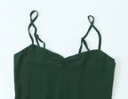 French Waist Tight Green Suspenders Dress for Women Slim Fit Ruffled Retro Slim Fit Holiday Chiffon Maxi Dress