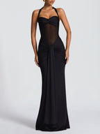 Women Clothing Summer Sexy Stitching See through Halter Dress