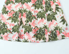 French Floral Printed Sexy Slim Fit Slimming Lace up Bow Suspenders Mid Length Dress