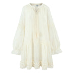 Summer Women Clothing French Gentle Fresh Cute Youth Looking Stringy Selvedge Flare Sleeve Fairy Temperamental Short Dress