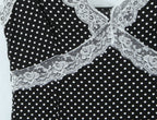 French Polka Dot Brace Maxi Dress Retro Sexy Slim V neck Lace Stitching Dress for Women Early Spring