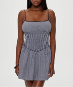French Minority Black White Plaid Slim Fit Slimming Spaghetti Straps Dress Women Summer Small A line Dress