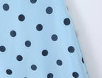 Gentle Elegant Pink Polka Dot Brace Dress Women Vintage Backless Lace up Design Tight Waist Maxi Dress