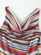 Women Clothing Fashionable Elegant Swing Collar Colorful Striped Sleeveless Dress