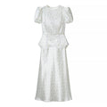 Puff Sleeve Waist Controlled Top Fishtail Two Piece Overskirt French Vintage Waist Elegant Outfit