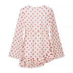 Printed Long Sleeve Design Deep V Plunge neck Waist Controlled Slimming Short Dress