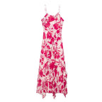 Vacation Laminated Decoration Printed Underwear Backless Strap Dress