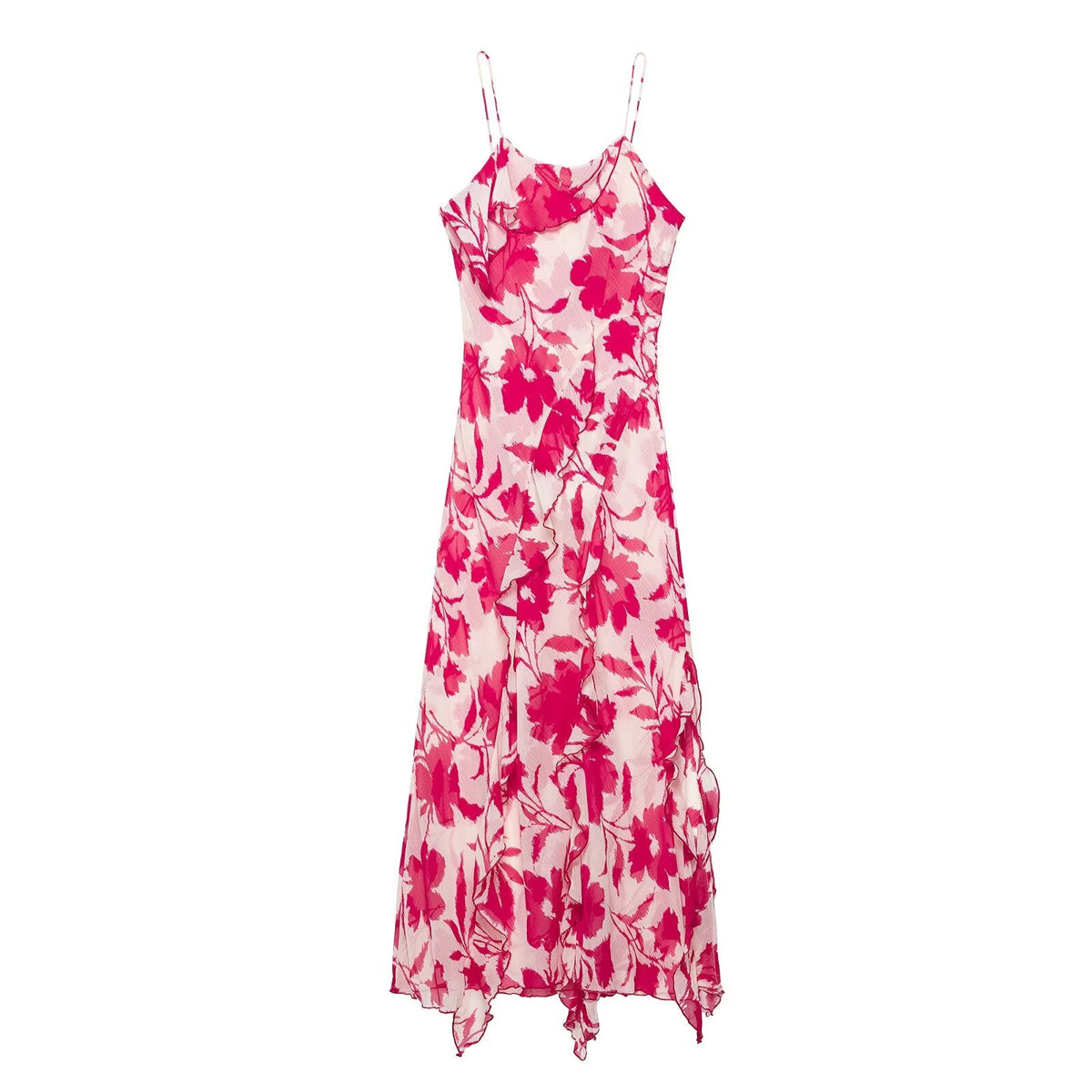 Vacation Laminated Decoration Printed Underwear Backless Strap Dress