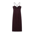 Women Clothing Summer Graceful Fashionable Polka Dot Midi Dress Maxi Dress