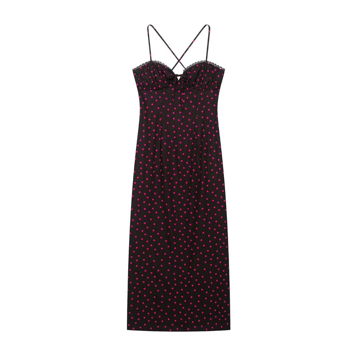 Women Clothing Summer Graceful Fashionable Polka Dot Midi Dress Maxi Dress