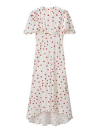 Women Clothing Summer Sweet Niche round Neck Polka Dot Print Stringy Selvedge Dress