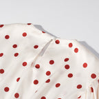 Women Clothing Summer Sweet Niche round Neck Polka Dot Print Stringy Selvedge Dress