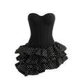 Summer Tube Top Boning Corset Polka Dot Short Dress Women Summer Slim Fit Waist Double Layer Pettiskirt Sweet Cool Birthday Photo