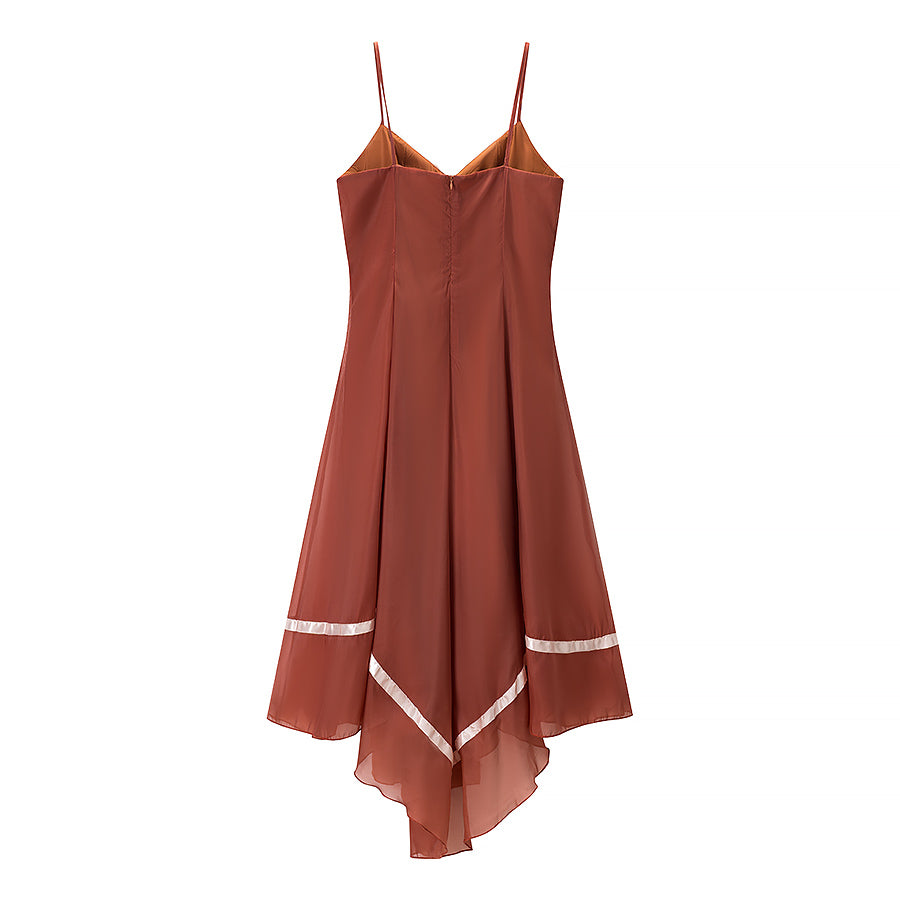 Women Office Embroidered Strap Dress